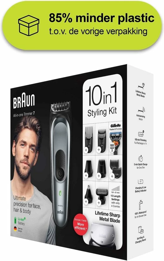 Braun Multigroomer 7221 - 10 In 1 Trimmer - Baardtrimmer Haartrimmer Bodygroomer 11 Braun Multigroomer 7221 - 10 In 1 Trimmer - Baardtrimmer Haartrimmer Bodygroomer - Afbeelding 9