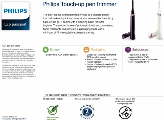 Philips HP6393/00 - Pentrimmer Voor Bijwerken 5 Philips HP6393/00 - Pentrimmer Voor Bijwerken - Afbeelding 3
