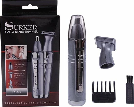 Surker SK212 - Roestvrijstalen Neushaartrimmer, Snor En Baardtrimmer, Oor Trimmer Wenkbrauwtrimmer - 2 Opszetstukken 7 Surker SK212 - Roestvrijstalen Neushaartrimmer, Snor En Baardtrimmer, Oor Trimmer Wenkbrauwtrimmer - 2 Opszetstukken - Afbeelding 5
