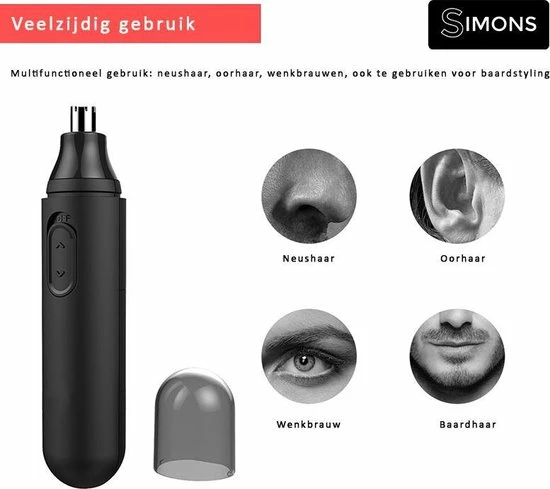 Simons Neustrimmer - Neustrimmer Mannen - Oor Trimmer - Draadloos - Zwart - Plus 1 Batterij 8 Simons Neustrimmer - Neustrimmer Mannen - Oor Trimmer - Draadloos - Zwart - Plus 1 Batterij - Afbeelding 6