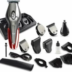 BAESS 5-in-1 Tondeuse Voor Mannen - Baard En Lichaam - Bodygroomer - Neus En Oor - Hoofdhaar - Rood