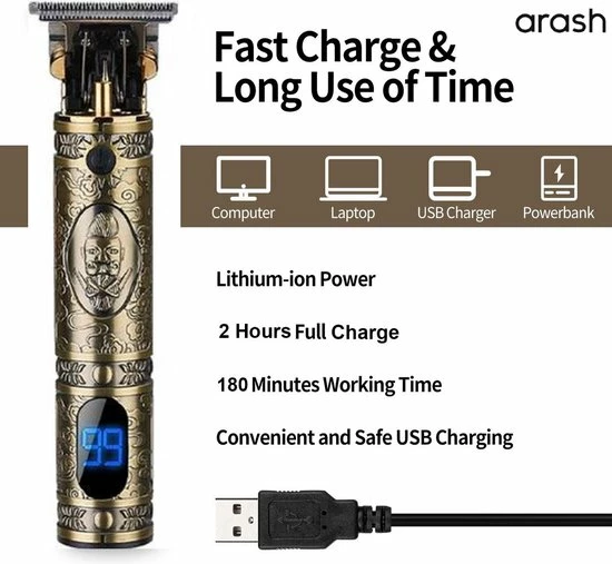 Arash? Tondeuse Mannen - 2022 Nieuwste Model - Draadloze Haartrimmer - Geschikt Voor Hoofdhaar/Baardhaar - Trimmer Draadloos - Scheerapparaat - Goud - Inclusief Oplaadblok En 4 Opzetstukjes 6 Arash? Tondeuse Mannen - 2022 Nieuwste Model - Draadloze Haartrimmer - Geschikt Voor Hoofdhaar/Baardhaar - Trimmer Draadloos - Scheerapparaat - Goud - Inclusief Oplaadblok En 4 Opzetstukjes - Afbeelding 4