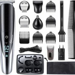 HATTEKER RFC-598 5-in-1 Trimmerset - Tondeuse Mannen - Haartrimmer - Baardtrimmer – Bodygroomer - Waterproof - Zwart