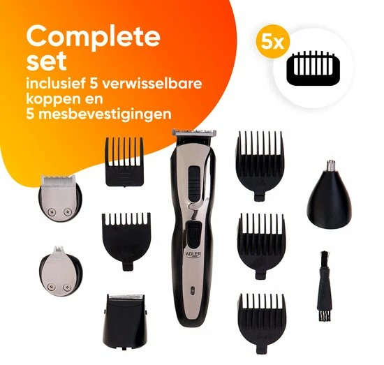 Adler Tondeuse - Trimmer 5 In 1 - Tondeuse Mannen - 5 Opzetkammen - Trimmer Set 7 Adler Tondeuse - Trimmer 5 In 1 - Tondeuse Mannen - 5 Opzetkammen - Trimmer Set - Afbeelding 5