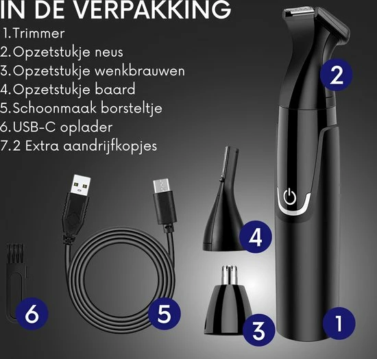 Myhealth My Health? 3-in-1 Neustrimmer - Tondeuse - Wenkbrauw Trimmer -Scheerapparaat - 3 Opzetstukken - Trimmer Voor Mannen 9 Myhealth My Health? 3-in-1 Neustrimmer - Tondeuse - Wenkbrauw Trimmer -Scheerapparaat - 3 Opzetstukken - Trimmer Voor Mannen - Afbeelding 7