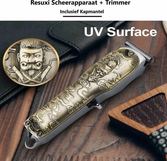 RESUXI Luxe Goude - 3 In 1 Set - Tondeuse + Haar Trimmer - Inclusief Kapmantel - Scheerapparaat + Hair Clipper - Mannen - Haartrimmer - Baard - Hoofdhaar - Snel Opladen - Draadloos - Trimmerset - Opzetstukken : 0,5mm, 1,5mm, 3mm, 6mm, 9mm, 12mm 6 RESUXI Luxe Goude - 3 In 1 Set - Tondeuse + Haar Trimmer - Inclusief Kapmantel - Scheerapparaat + Hair Clipper - Mannen - Haartrimmer - Baard - Hoofdhaar - Snel Opladen - Draadloos - Trimmerset - Opzetstukken : 0,5mm, 1,5mm, 3mm, 6mm, 9mm, 12mm - Afbeelding 4