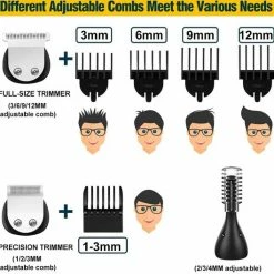 SURKER Baardtrimmer Voor Mannen Tondeuses Lichaam Snor Neus Haar Groomer Draadloze Precisietrimmer 6 In 1 Verzorgingsset Waterdicht USB Oplaadbaar -Philips winkel 550x529 12