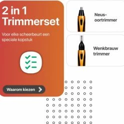 Smart-Tech Neushaartrimmers | Neustrimmer - Oortrimmer Oplaadbaar 3.0 | Wenkbrauw Trimmer | 2 In 1 Oplaadbare Multifunctionele Neus- En Oor Trimmer | Trimmersets | Mannen En Vrouwen -Philips winkel 550x531 2