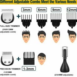 SURKER SK-788 6-in-1 Draadloze Tondeuse Voor Mannen - Baardtrimmer - Lichaam Snor Neus Haar Groomer - Precisietrimmer - Verzorgingsset - Waterdicht - USB Oplaadbaar -Philips winkel 550x532 9