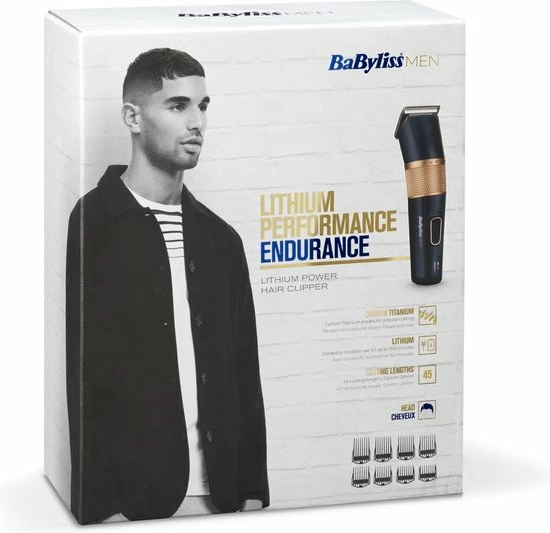 BaBylissMEN BaByliss Lithium Power Tondeuse E986E - 45 Lengte Instellingen - 160 Min Draadloos Gebruik 10 BaBylissMEN BaByliss Lithium Power Tondeuse E986E - 45 Lengte Instellingen - 160 Min Draadloos Gebruik - Afbeelding 8