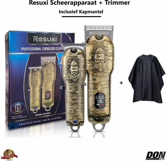 RESUXI Luxe Goude - 3 In 1 Set - Tondeuse + Haar Trimmer - Inclusief Kapmantel - Scheerapparaat + Hair Clipper - Mannen - Haartrimmer - Baard - Hoofdhaar - Snel Opladen - Draadloos - Trimmerset - Opzetstukken : 0,5mm, 1,5mm, 3mm, 6mm, 9mm, 12mm 3 RESUXI Luxe Goude - 3 In 1 Set - Tondeuse + Haar Trimmer - Inclusief Kapmantel - Scheerapparaat + Hair Clipper - Mannen - Haartrimmer - Baard - Hoofdhaar - Snel Opladen - Draadloos - Trimmerset - Opzetstukken : 0,5mm, 1,5mm, 3mm, 6mm, 9mm, 12mm