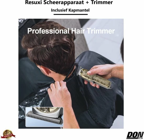 RESUXI Luxe Goude - 3 In 1 Set - Tondeuse + Haar Trimmer - Inclusief Kapmantel - Scheerapparaat + Hair Clipper - Mannen - Haartrimmer - Baard - Hoofdhaar - Snel Opladen - Draadloos - Trimmerset - Opzetstukken : 0,5mm, 1,5mm, 3mm, 6mm, 9mm, 12mm 8 RESUXI Luxe Goude - 3 In 1 Set - Tondeuse + Haar Trimmer - Inclusief Kapmantel - Scheerapparaat + Hair Clipper - Mannen - Haartrimmer - Baard - Hoofdhaar - Snel Opladen - Draadloos - Trimmerset - Opzetstukken : 0,5mm, 1,5mm, 3mm, 6mm, 9mm, 12mm - Afbeelding 6