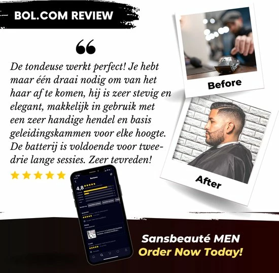 Sansbeauté Professionele Draadloze Tondeuse - Tondeuse Mannen Hoofdhaar - Cheveux Haar - Haartrimmer - Kapper Haar Machine - Haartondeuse - Hair Clipper - Kapper Trimmer - Kappersset - Black Friday 2022 7 Sansbeauté Professionele Draadloze Tondeuse - Tondeuse Mannen Hoofdhaar - Cheveux Haar - Haartrimmer - Kapper Haar Machine - Haartondeuse - Hair Clipper - Kapper Trimmer - Kappersset - Black Friday 2022 - Afbeelding 5