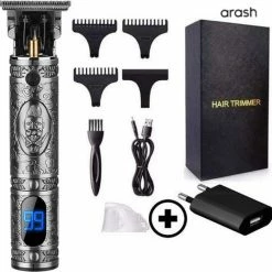Arash? Tondeuse Mannen - 2022 Nieuwste Model - Draadloze Haartrimmer - Geschikt Voor Hoofdhaar/Baardhaar - Trimmer Draadloos - Scheerapparaat - Grijs - Inclusief Oplaadblok En 4 Opzetstukjes