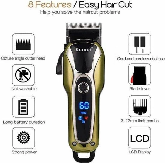 Kemei-Professioneel Kappersset+ Baardtrimmer Kado Twv ?17,50-Scheeraparaat-goud-Km1990-Tondeuse-goud-Km1971Pro-Baardtrimmer-Km2024-Zwart-Rose Gold-Geschikt Voor Baby's/kinderen-Ook Geschikt Voor Huisdieren 8 Kemei-Professioneel Kappersset+ Baardtrimmer Kado Twv ?17,50-Scheeraparaat-goud-Km1990-Tondeuse-goud-Km1971Pro-Baardtrimmer-Km2024-Zwart-Rose Gold-Geschikt Voor Baby's/kinderen-Ook Geschikt Voor Huisdieren - Afbeelding 6