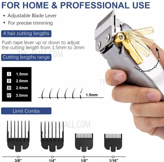 Xpreen Professionele Tondeuse Voor Heren, Elektrische Tondeuse, Trimmer, Trimmer Voor Heren, Elektrische Lange Haartrimmer, Baardtrimmer, Tondeuse, Set Met Instelbare Kniplengtes 6 Xpreen Professionele Tondeuse Voor Heren, Elektrische Tondeuse, Trimmer, Trimmer Voor Heren, Elektrische Lange Haartrimmer, Baardtrimmer, Tondeuse, Set Met Instelbare Kniplengtes - Afbeelding 4