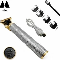 Allsa Tondeuse - Tondeuse - Tondeuse Mannen - Trimmer - Baardtrimmer Mannen - Draadloos - USB Oplaadbaar - Zilver