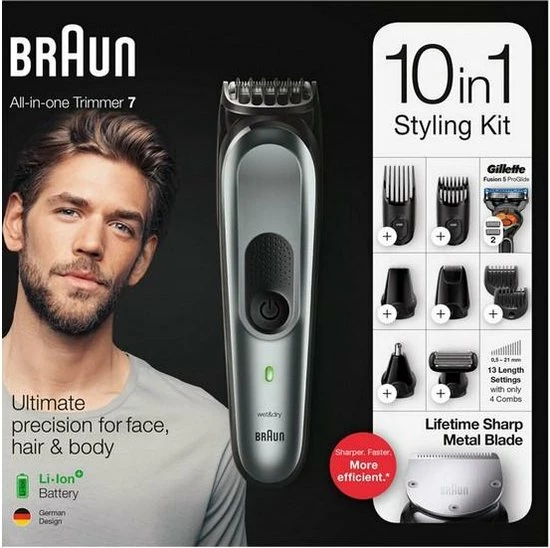 Braun Multigroomer 7221 - 10 In 1 Trimmer - Baardtrimmer Haartrimmer Bodygroomer 18 Braun Multigroomer 7221 - 10 In 1 Trimmer - Baardtrimmer Haartrimmer Bodygroomer - Afbeelding 16