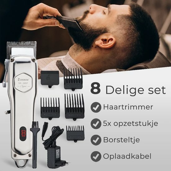 Shinon - Tondeuse Mannen - Multifunctionele Tondeuse Set - Tondeuse Hoofdhaar - Roestvrij Staal - Trimmer Mannen - LED-scherm - Zilver 3 Shinon - Tondeuse Mannen - Multifunctionele Tondeuse Set - Tondeuse Hoofdhaar - Roestvrij Staal - Trimmer Mannen - LED-scherm - Zilver