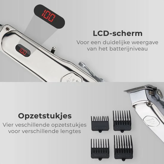 Shinon - Tondeuse Mannen - Multifunctionele Tondeuse Set - Tondeuse Hoofdhaar - Roestvrij Staal - Trimmer Mannen - LED-scherm - Zilver 4 Shinon - Tondeuse Mannen - Multifunctionele Tondeuse Set - Tondeuse Hoofdhaar - Roestvrij Staal - Trimmer Mannen - LED-scherm - Zilver - Afbeelding 2