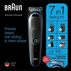 Braun MGK3245 7-in-1 Trimmer - Baardtrimmer Voor Mannen - Gezichts- En Haartrimmer - Zwart/Blauw