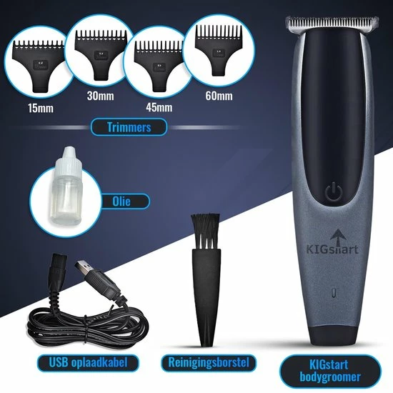 KIGstart Bodygroomer Mannen - Draadloos - Trimmer - Waterdicht - Haartrimmer - Oplaadbaar - Voor Schaamstreek - Zwart / Blauw 9 KIGstart Bodygroomer Mannen - Draadloos - Trimmer - Waterdicht - Haartrimmer - Oplaadbaar - Voor Schaamstreek - Zwart / Blauw - Afbeelding 7