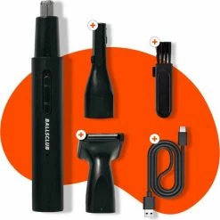 Neushaartrimmer | 3-in 1 Neustrimmer + Oortrimmer Voor Mannen | Baardtrimmer | Wenkbrauwtrimmer | Trim Zonder Pijn Of Irritatie | Compact En Snel Oplaadbaar (zonder Batterijen) | De Sidekick Van Balls Club