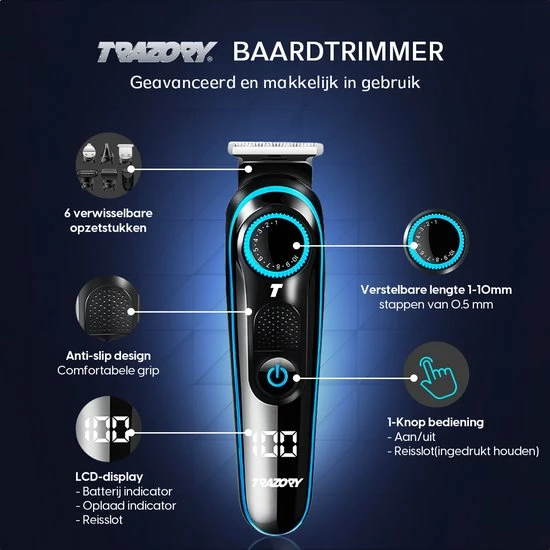 Trazory® Trimmer & Scheerapparaat Voor Mannen – Trimmerset Met Baardtrimmer, Bodygroomer & Precisietrimmer - Reisetui 4 Trazory® Trimmer & Scheerapparaat Voor Mannen – Trimmerset Met Baardtrimmer, Bodygroomer & Precisietrimmer - Reisetui - Afbeelding 2