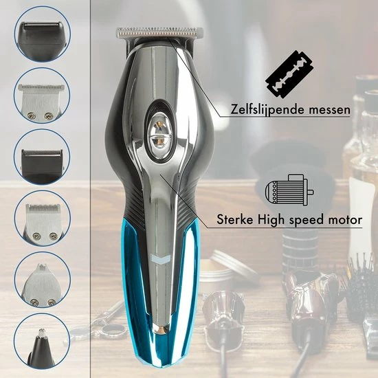 BAESS 5-in-1 Tondeuse Voor Mannen - Baard En Lichaam - Bodygroomer - Neus En Oor - Trimmer - Blauw 7 BAESS 5-in-1 Tondeuse Voor Mannen - Baard En Lichaam - Bodygroomer - Neus En Oor - Trimmer - Blauw - Afbeelding 5