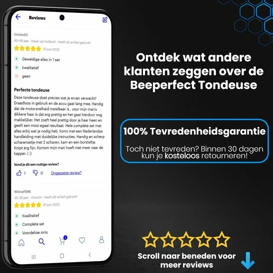 Beeperfect? Professionele Tondeuse Mannen - Draadloos - Haartrimmer - Tondeuse Hoofdhaar - Gratis Kappersset 13 Beeperfect? Professionele Tondeuse Mannen - Draadloos - Haartrimmer - Tondeuse Hoofdhaar - Gratis Kappersset - Afbeelding 11