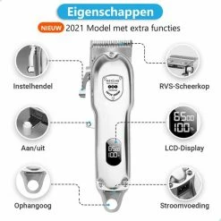 Revahs Professionele Draadloze Tondeuse - Cheveux Haar - Trimmer Mannen Hoofdhaar - Hair Clipper - Haartondeuse - Black Friday 2022 - 8 Opzetkammen -Philips winkel 550x550 313