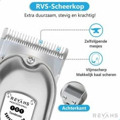 Revahs Professionele Draadloze Tondeuse - Cheveux Haar - Trimmer Mannen Hoofdhaar - Hair Clipper - Haartondeuse - Black Friday 2022 - 8 Opzetkammen -Philips winkel 550x550 320