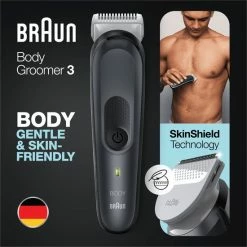 Braun Body Groomer 3 BG3350 - Tondeuse Pour Le Corps - Avec Sabot Pour Zones Sensibles - Noir/Gris
