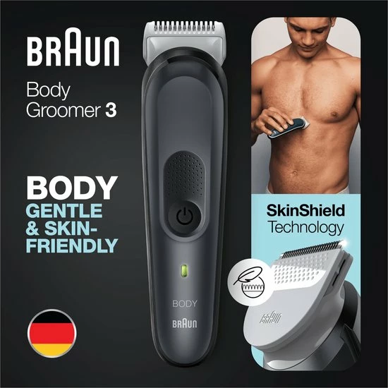 Braun Body Groomer 3 BG3350 - Tondeuse Pour Le Corps - Avec Sabot Pour Zones Sensibles - Noir/Gris 3 Braun Body Groomer 3 BG3350 - Tondeuse Pour Le Corps - Avec Sabot Pour Zones Sensibles - Noir/Gris