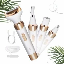 BEAUBY 4 In 1 Multifuntioneel Beautyapparaat ? Elektrische Wenkbrauw Trimmer ? Haarverwijderaar Vrouw - Ladyshave ? Gezicht, Oksels, Benen, Bikinilijn ? Ontharingsapparaat ? USB Oplaadbaar ? Scheerapparaat