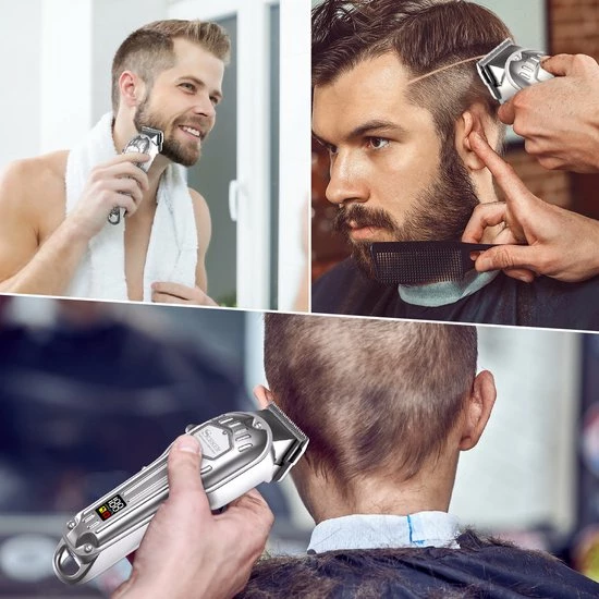 SURKER Professionele Draadloze Tondeuse - Tondeuse Mannen Hoofdhaar - Hair Clipper - Haartondeuse - 8 Opzetkammen - Zilver 10 SURKER Professionele Draadloze Tondeuse - Tondeuse Mannen Hoofdhaar - Hair Clipper - Haartondeuse - 8 Opzetkammen - Zilver - Afbeelding 8