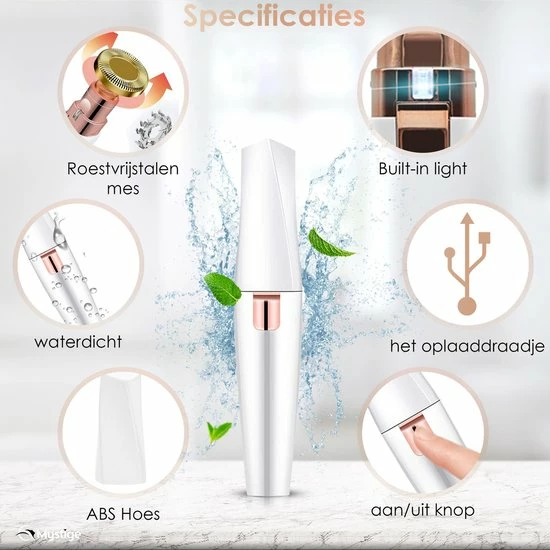 Mystige 2 In 1 Wenkbrauw Trimmer INCLUSIEF Wenkbrauw Scheermesje - Elektrische Precisietrimmer Voor Vrouwen - Epilator - USB Oplaadbaar 7 Mystige 2 In 1 Wenkbrauw Trimmer INCLUSIEF Wenkbrauw Scheermesje - Elektrische Precisietrimmer Voor Vrouwen - Epilator - USB Oplaadbaar - Afbeelding 5