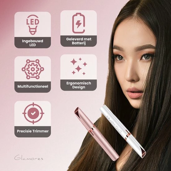 GLAMORES Wenkbrauw Trimmer - Gezichtsepilator Vrouw - Epileerapparaat Dames - Ladyshave - Ladyshave Voor Vrouwen 11 GLAMORES Wenkbrauw Trimmer - Gezichtsepilator Vrouw - Epileerapparaat Dames - Ladyshave - Ladyshave Voor Vrouwen - Afbeelding 9