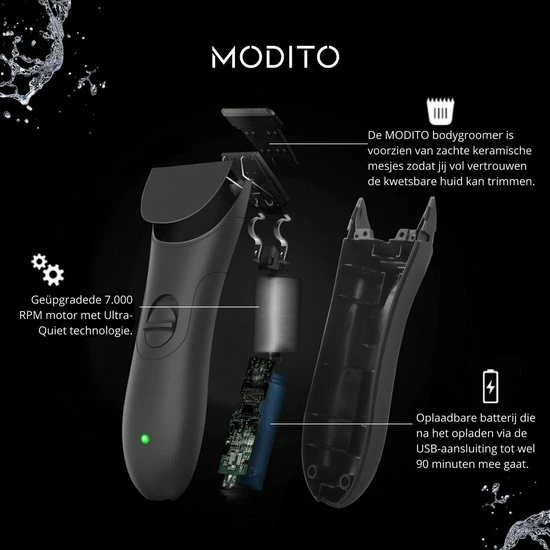 Modito® Trimmer - Bodygroomer Mannen - 100% Waterdicht - Elektrisch Scheerapparaat - Voor Schaamstreek - Oplaadbaar - Manscaping Body Groomer 4 Modito® Trimmer - Bodygroomer Mannen - 100% Waterdicht - Elektrisch Scheerapparaat - Voor Schaamstreek - Oplaadbaar - Manscaping Body Groomer - Afbeelding 2