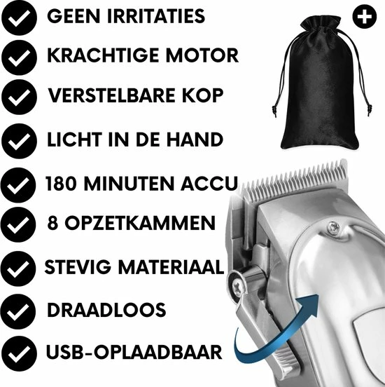 Sansbeauté Professionele Draadloze Tondeuse - Tondeuse Mannen Hoofdhaar - Cheveux Haar - Haartrimmer - Kapper Haar Machine - Haartondeuse - Hair Clipper - Kapper Trimmer - Kappersset - Black Friday 2022 15 Sansbeauté Professionele Draadloze Tondeuse - Tondeuse Mannen Hoofdhaar - Cheveux Haar - Haartrimmer - Kapper Haar Machine - Haartondeuse - Hair Clipper - Kapper Trimmer - Kappersset - Black Friday 2022 - Afbeelding 13