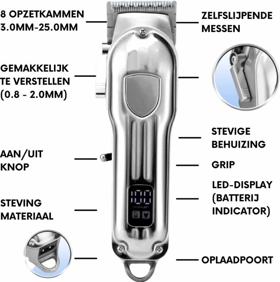 Sansbeauté Professionele Draadloze Tondeuse - Tondeuse Mannen Hoofdhaar - Cheveux Haar - Haartrimmer - Kapper Haar Machine - Haartondeuse - Hair Clipper - Kapper Trimmer - Kappersset - Black Friday 2022 8 Sansbeauté Professionele Draadloze Tondeuse - Tondeuse Mannen Hoofdhaar - Cheveux Haar - Haartrimmer - Kapper Haar Machine - Haartondeuse - Hair Clipper - Kapper Trimmer - Kappersset - Black Friday 2022 - Afbeelding 6