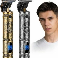 Merkloos Luxe Tondeuse Met Display - Professionele Trimmer - Groomer - Scheerapparaat - Baardtrimmer - Draadloos - USB Opladen - Inclusief 3 Opzetkammen – Goud
