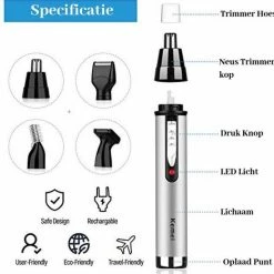 Kemei Professional Personal Care 3 In 1 Trimmer – Professioneel Neustrimmer – Baardtrimmer – Contouren Mes - Neushaar – Barbiersmes – Oplaadbaar – Effileermes – Wenkbrauwkam – Wenkbrauw Mesje – Baard – Neushaar -Philips winkel 550x564 19