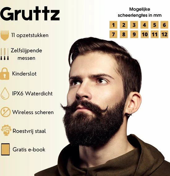 Gruttz - 11 In 1 Baardtrimmer Pro Voor Mannen - Inclusief Reistas - Trimmer Voor Baard En Lichaam - Neus En Oor 10 Gruttz - 11 In 1 Baardtrimmer Pro Voor Mannen - Inclusief Reistas - Trimmer Voor Baard En Lichaam - Neus En Oor - Afbeelding 8