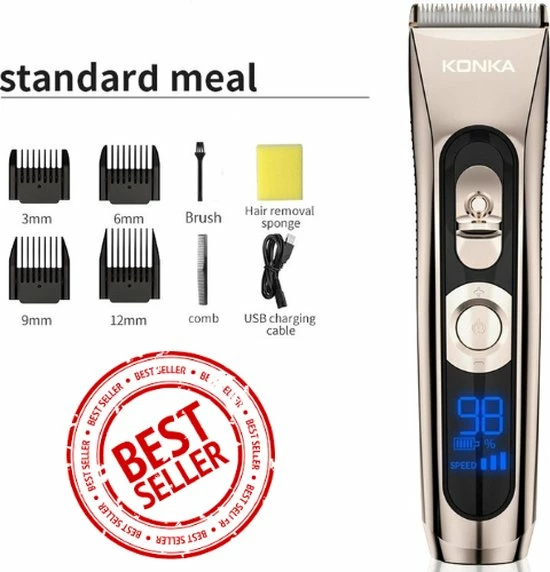 KONKA Tondeuse Mannen - Trimmer - Bodygroomer - Scheerapparaat - Haartrimmer - Oplaadbaar - Hoofdhaar - Baardhaar - Hair Clipper - Goud 3 KONKA Tondeuse Mannen - Trimmer - Bodygroomer - Scheerapparaat - Haartrimmer - Oplaadbaar - Hoofdhaar - Baardhaar - Hair Clipper - Goud