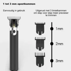 Merkloos Novalits - Precisie Tondeuse Mannen - Scheerapparaat Trimmer Voor Hoofdhaar En Baardhaar - Snel Opladen - Zwart -Philips winkel 550x582 1