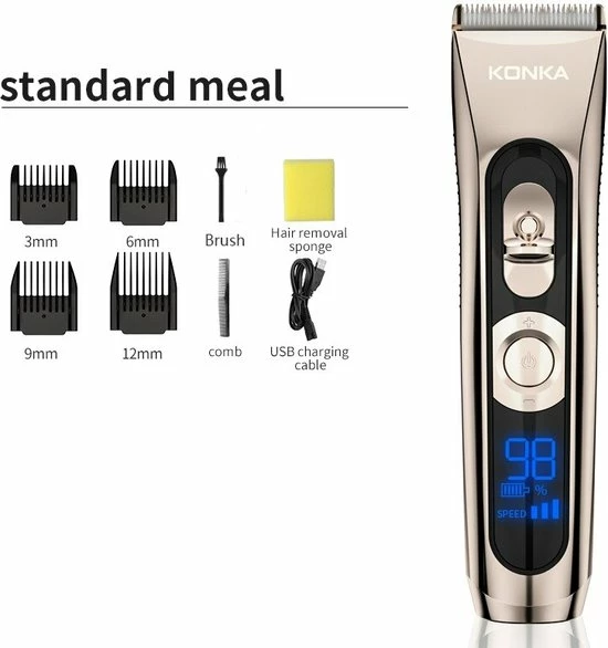 KONKA Tondeuse Mannen - Trimmer - Bodygroomer - Scheerapparaat - Haartrimmer - Oplaadbaar - Hoofdhaar - Baardhaar - Hair Clipper - Goud 9 KONKA Tondeuse Mannen - Trimmer - Bodygroomer - Scheerapparaat - Haartrimmer - Oplaadbaar - Hoofdhaar - Baardhaar - Hair Clipper - Goud - Afbeelding 7