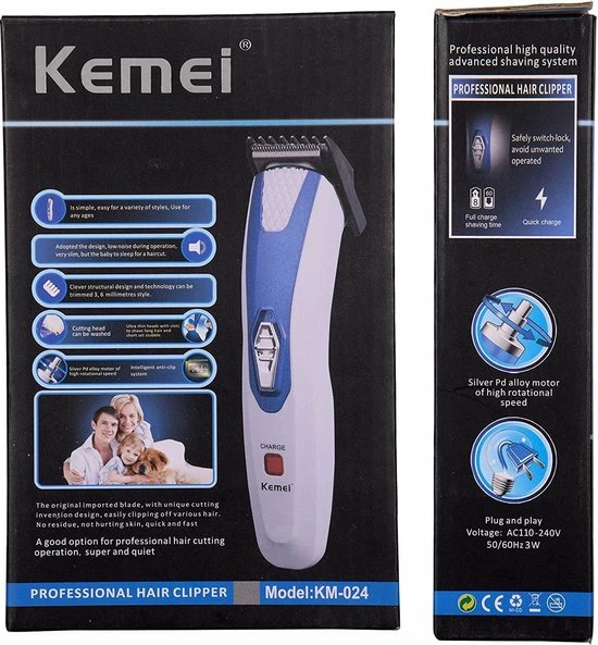 Kemei KM-024 - Baardtrimmer - Tondeuse - Draadloos 6 Kemei KM-024 - Baardtrimmer - Tondeuse - Draadloos - Afbeelding 4