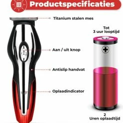 BAESS 5-in-1 Tondeuse Voor Mannen - Baard En Lichaam - Bodygroomer - Neus En Oor - Hoofdhaar - Rood -Philips winkel 550x605 6