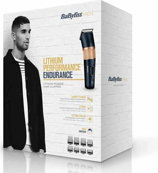 BaBylissMEN BaByliss Lithium Power Tondeuse E986E - 45 Lengte Instellingen - 160 Min Draadloos Gebruik 12 BaBylissMEN BaByliss Lithium Power Tondeuse E986E - 45 Lengte Instellingen - 160 Min Draadloos Gebruik - Afbeelding 10